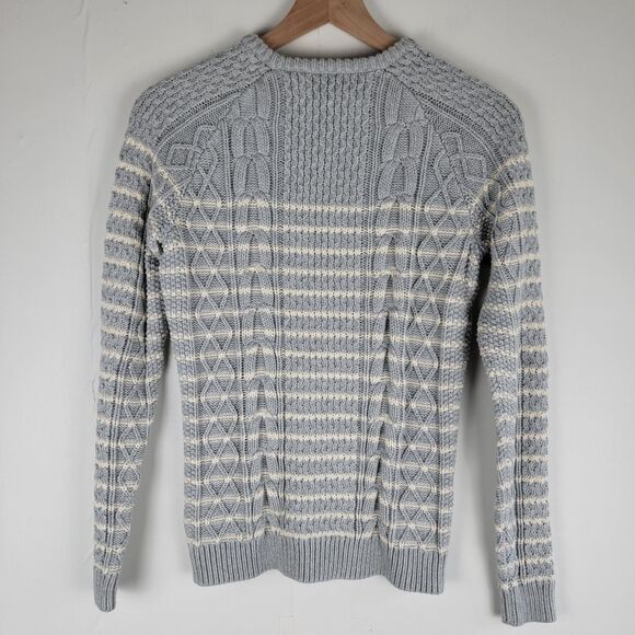 Vineyard Vines Womens Size XS Sweater Cable Knit Pullover Gray Ivory Striped EUC - Picture 7 of 9